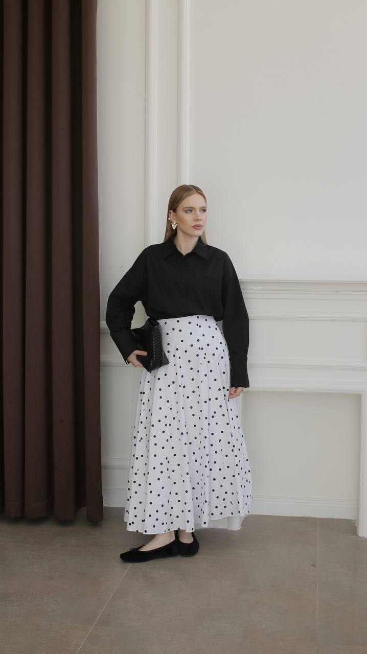 Jupe Alba – Blanc à Pois Noirs