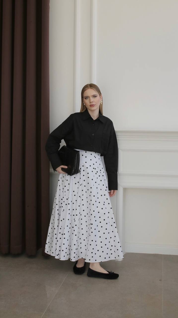 Jupe Alba – Blanc à Pois Noirs