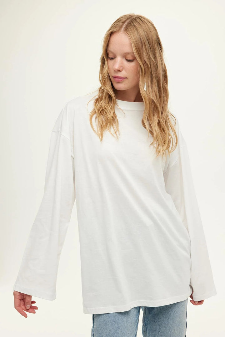T-shirt Oversize Manches Longues - Écru