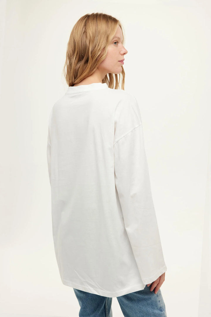 T-shirt Oversize Manches Longues - Écru