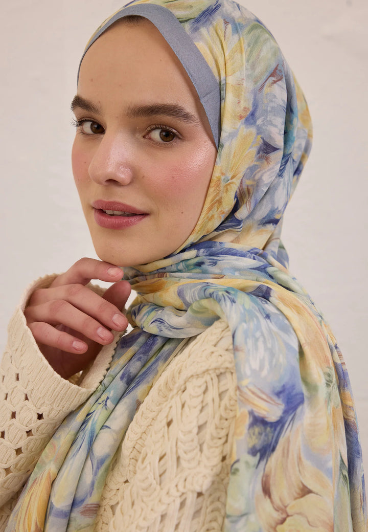 Châle Rami Pure Flora – Bleu Pastel