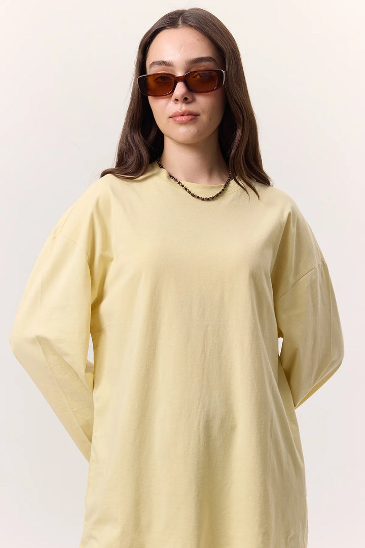 T-shirt Oversize Manches Longues – Jaune