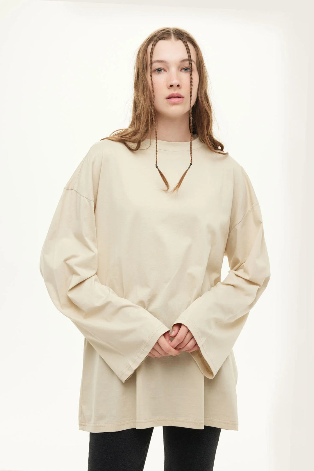 T-shirt Oversize Manches Longues – Beige