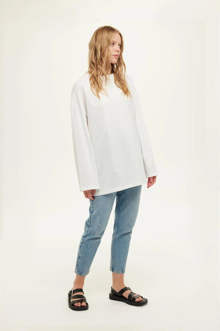T-shirt Oversize Manches Longues - Écru
