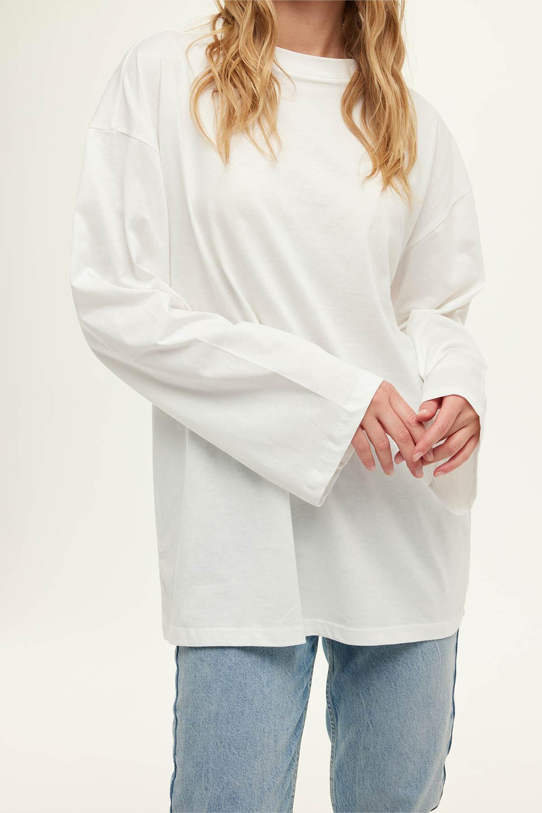 T-shirt Oversize Manches Longues - Écru