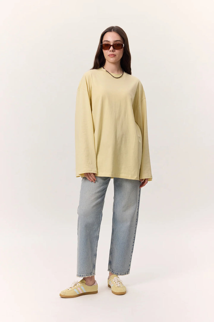 T-shirt Oversize Manches Longues – Jaune