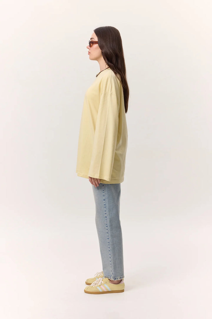 T-shirt Oversize Manches Longues – Jaune