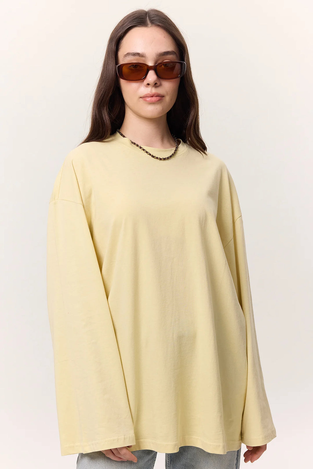 T-shirt Oversize Manches Longues – Jaune