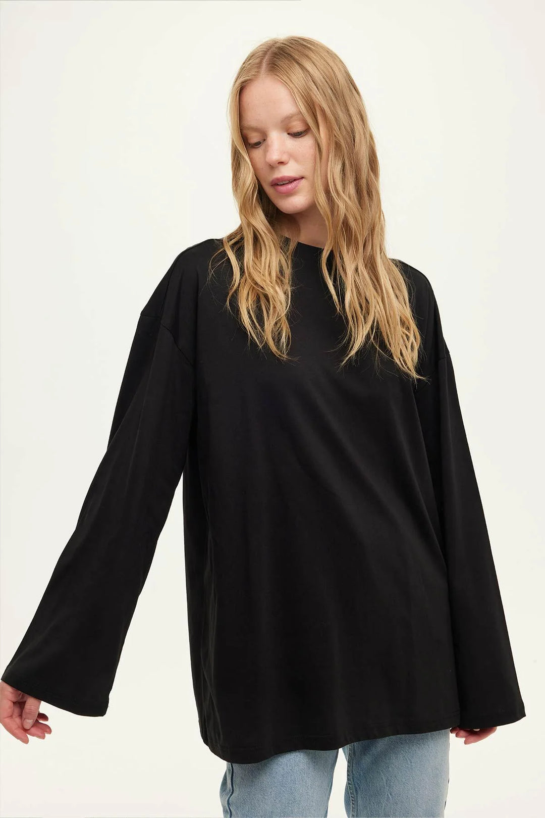 T-shirt Oversize Manches Longues – Noir