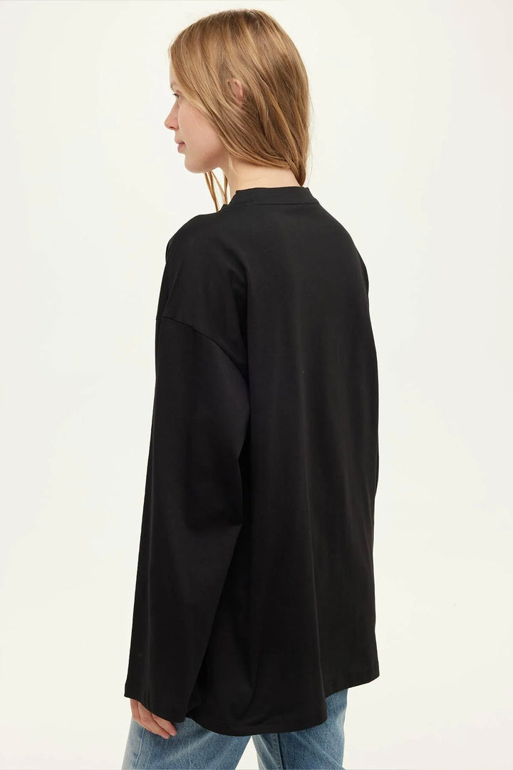T-shirt Oversize Manches Longues – Noir